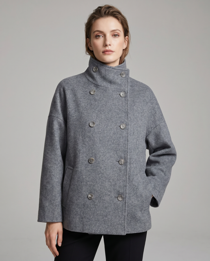 Bronte | Abrigo Entallado con Cuello Alto y Doble Botonadura para Mujer