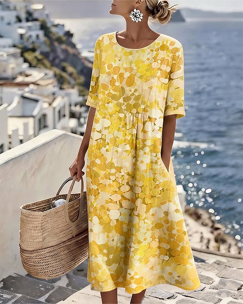 Miriam | Vestido Fluido con Estampado Botánico para Mujer de Verano en Jardín