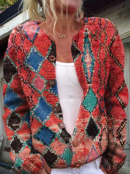 Irina | Cárdigan de Punto Estampado Floral Romántico Verano