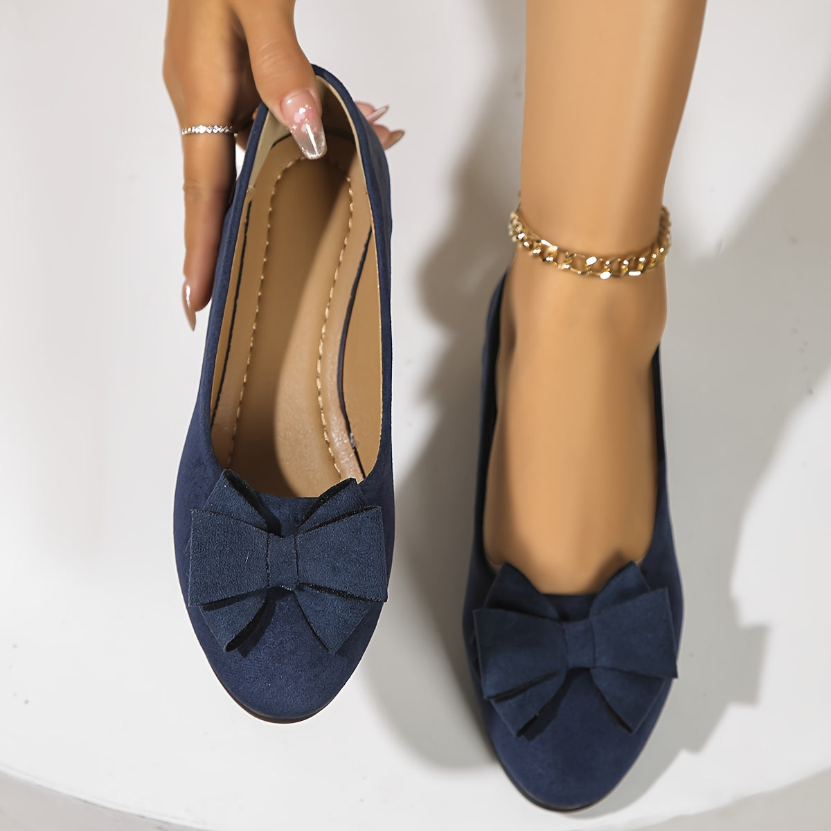 Zapatos planos ortopédicos con lazo decorativo y plantilla ergonómica para mujer, cómodos y elegantes para uso diario u oficina