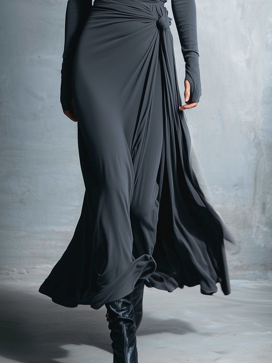 Vestido Largo con Nudo Lateral | Diseño Estructurado