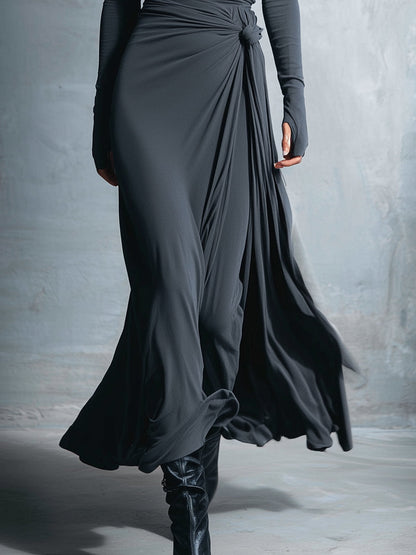 Vestido Largo con Nudo Lateral | Diseño Estructurado