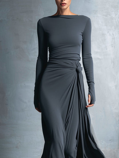 Vestido Largo con Nudo Lateral | Diseño Estructurado