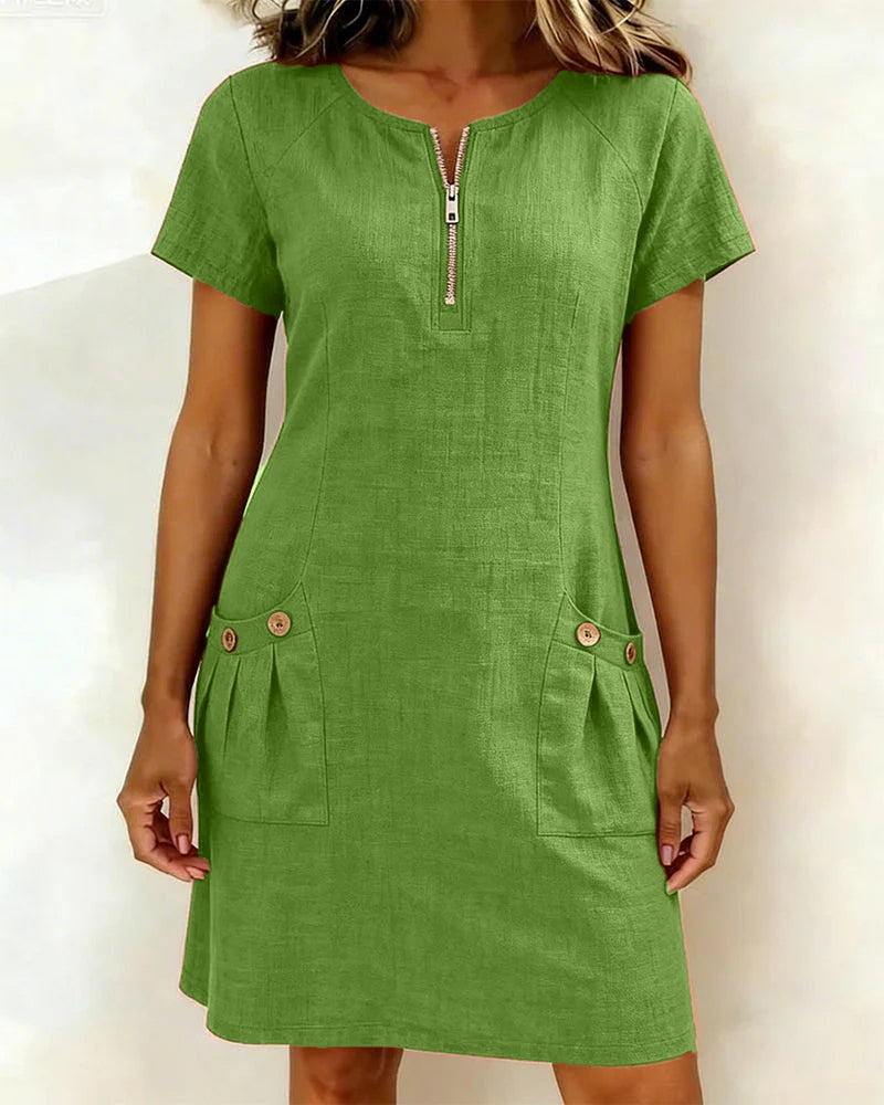 Vestido elegante de día con diseño natural y fluido para mujer - Verano