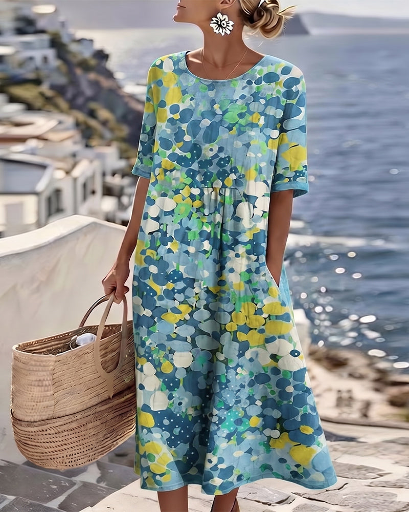 Miriam | Vestido Fluido con Estampado Botánico para Mujer de Verano en Jardín