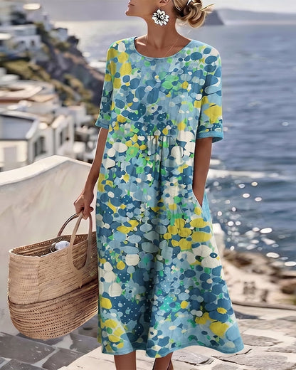 Miriam | Vestido Fluido con Estampado Botánico para Mujer de Verano en Jardín