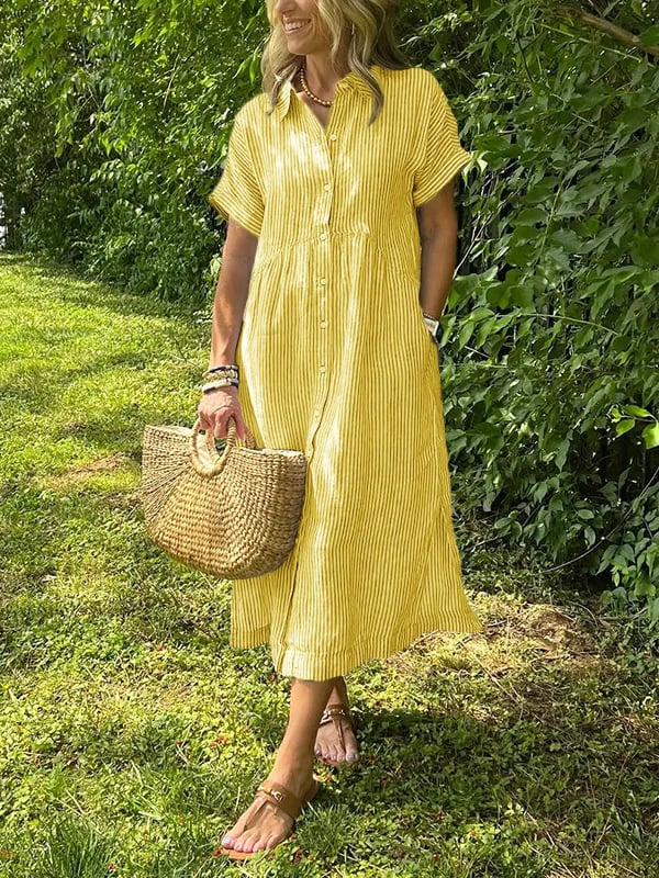 Vestido maxi de manga corta para mujer, ligero y elegante para verano o diario
