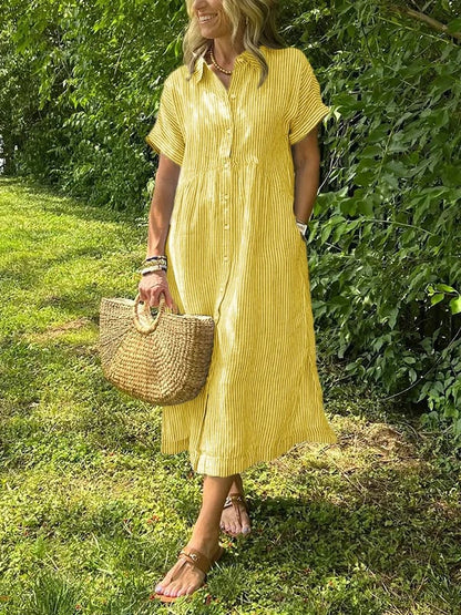 Vestido maxi de manga corta para mujer, ligero y elegante para verano o diario