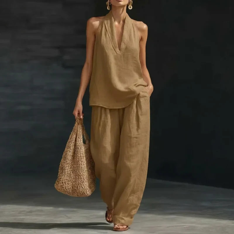 Conjunto de Dos Piezas con Textura de Lino | Estilo Natural y Elegante