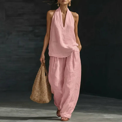 Conjunto de Dos Piezas con Textura de Lino | Estilo Natural y Elegante
