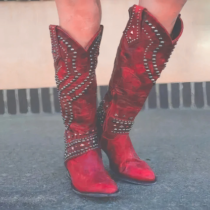 Valentina | Botas Cowboy de Cuña Alta con Punta Fina para Mujer