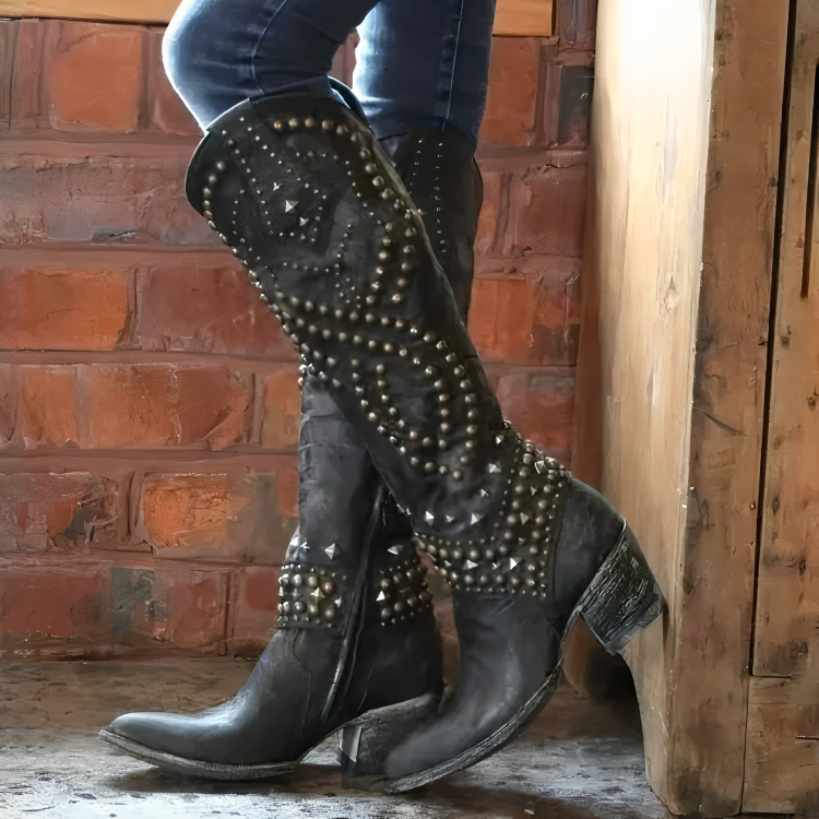Valentina | Botas Cowboy de Cuña Alta con Punta Fina para Mujer