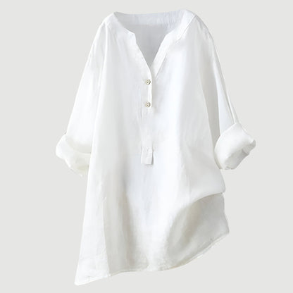 Blusa lisa de manga larga para mujer, ligera y versátil para oficina o diario