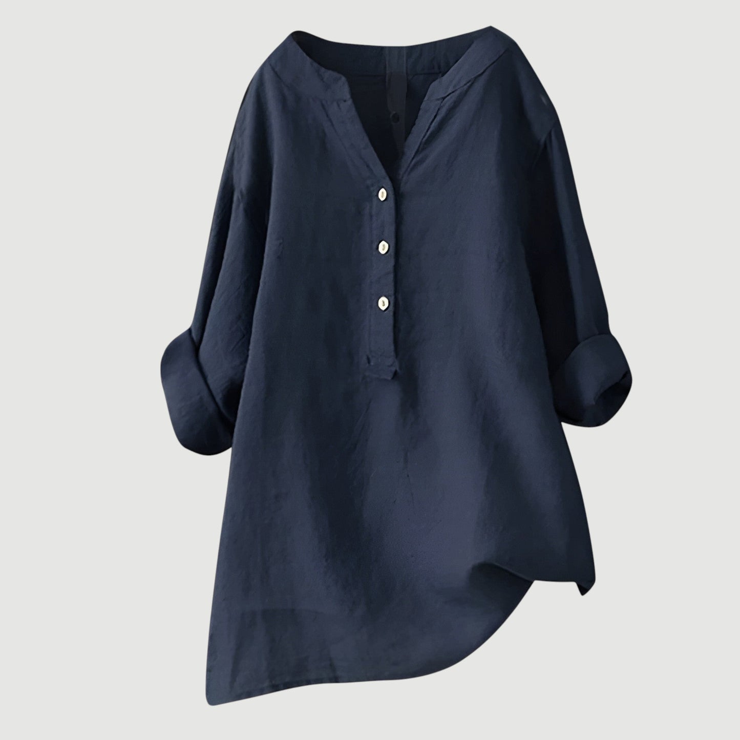 Blusa lisa de manga larga para mujer, ligera y versátil para oficina o diario