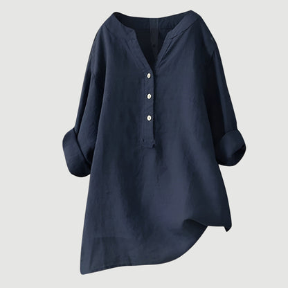 Blusa lisa de manga larga para mujer, ligera y versátil para oficina o diario