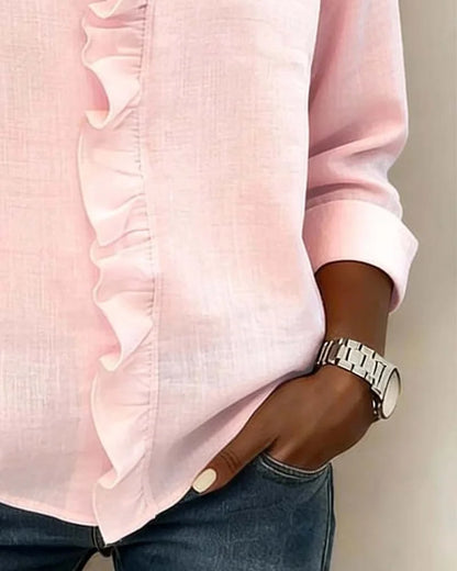 Blusa femenina con volantes, cuello en V y corte fluido para mujer, cómoda y sofisticada