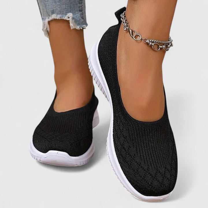 Zapatos ortopédicos slip-on con tejido transpirable y suela ergonómica para mujer, ligeros y cómodos para caminar o uso diario