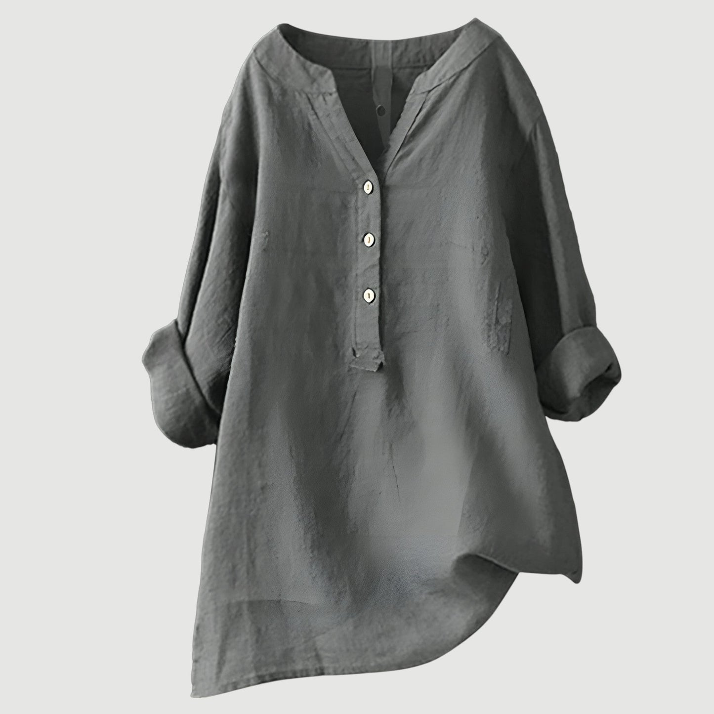 Blusa lisa de manga larga para mujer, ligera y versátil para oficina o diario