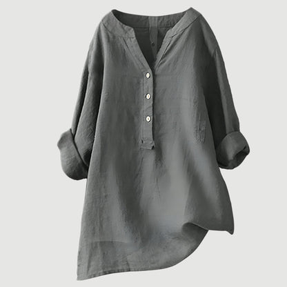 Blusa lisa de manga larga para mujer, ligera y versátil para oficina o diario