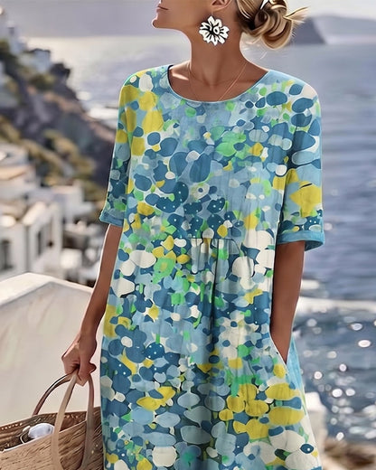 Miriam | Vestido Fluido con Estampado Botánico para Mujer de Verano en Jardín