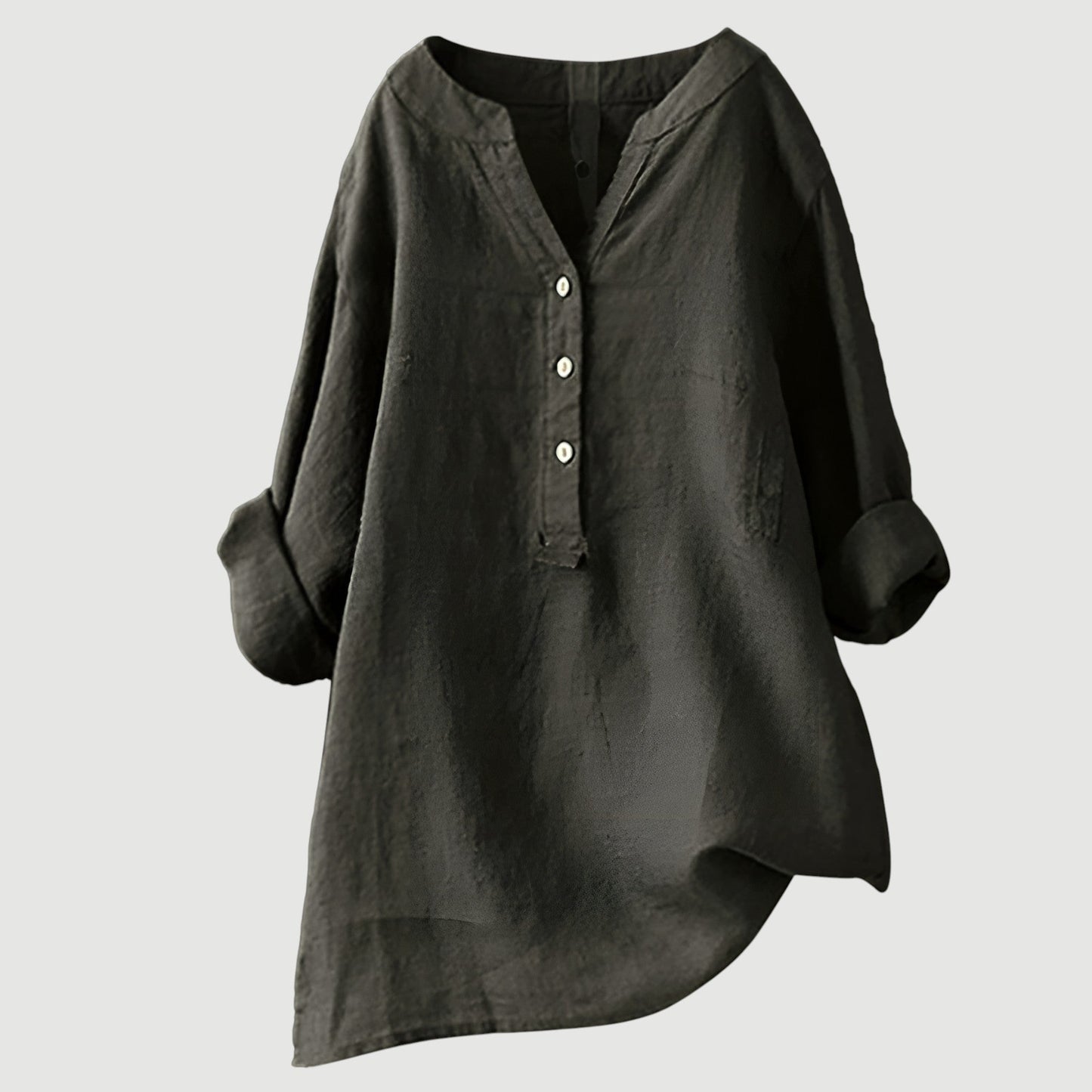 Blusa lisa de manga larga para mujer, ligera y versátil para oficina o diario