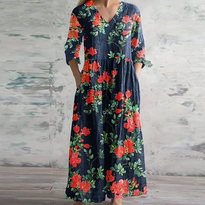 Vestido Retro Maxi Elegante Para Mujer - Estilo Vintage