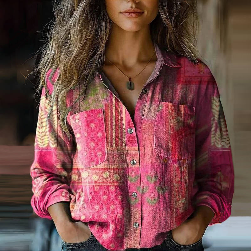 Blusa Bohemia Con Estampado Vintage Para Mujer - Estilo Artístico