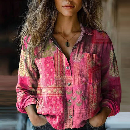 Blusa Bohemia Con Estampado Vintage Para Mujer - Estilo Artístico