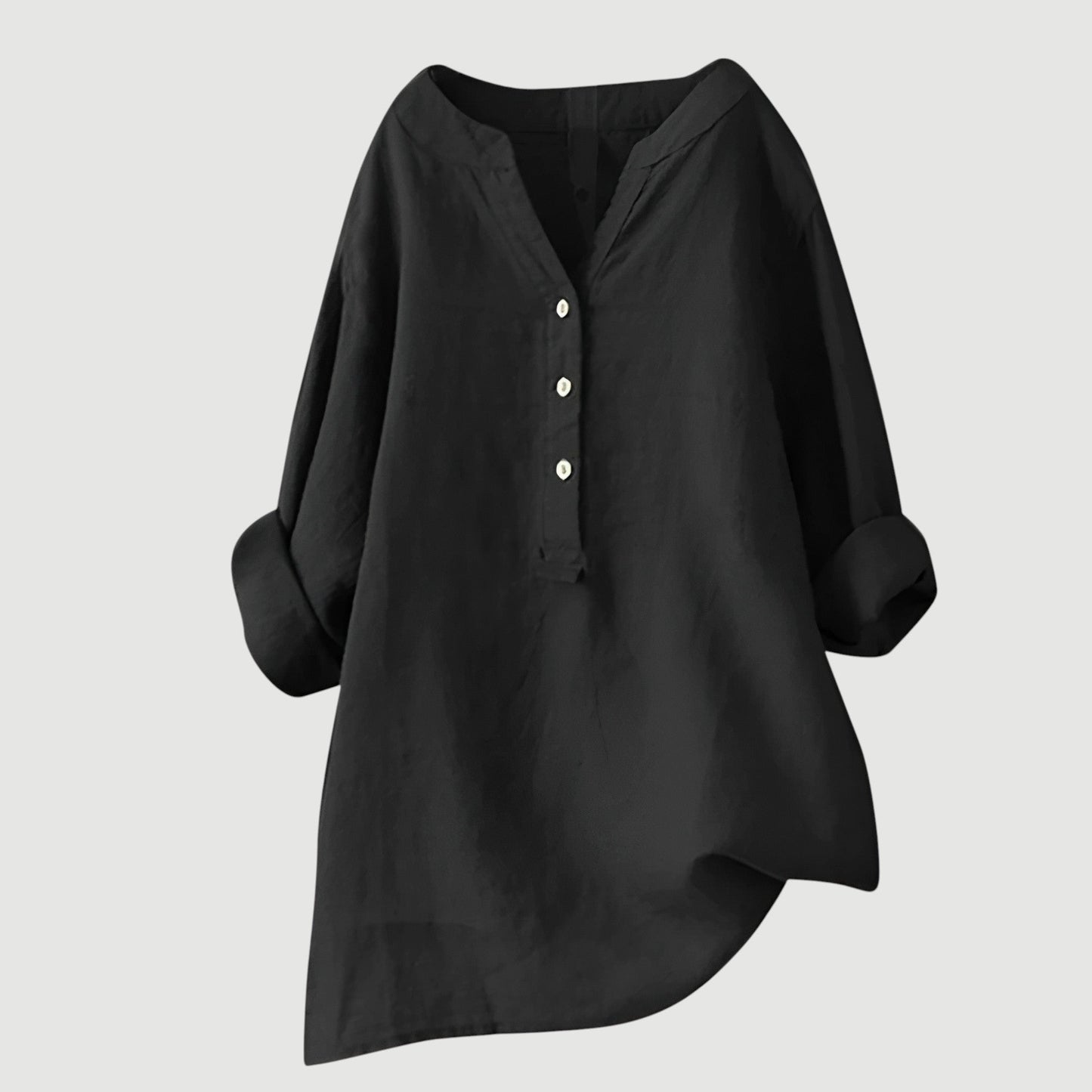 Blusa lisa de manga larga para mujer, ligera y versátil para oficina o diario