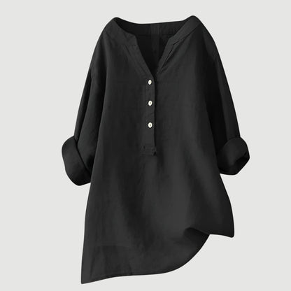 Blusa lisa de manga larga para mujer, ligera y versátil para oficina o diario
