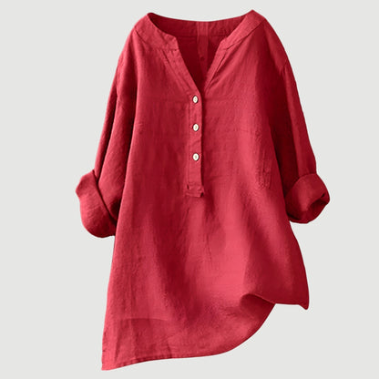 Blusa lisa de manga larga para mujer, ligera y versátil para oficina o diario