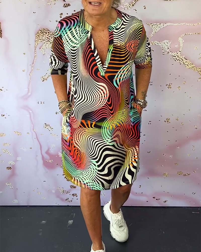 Vestido colorido con escote en V para mujer, ligero y elegante para verano