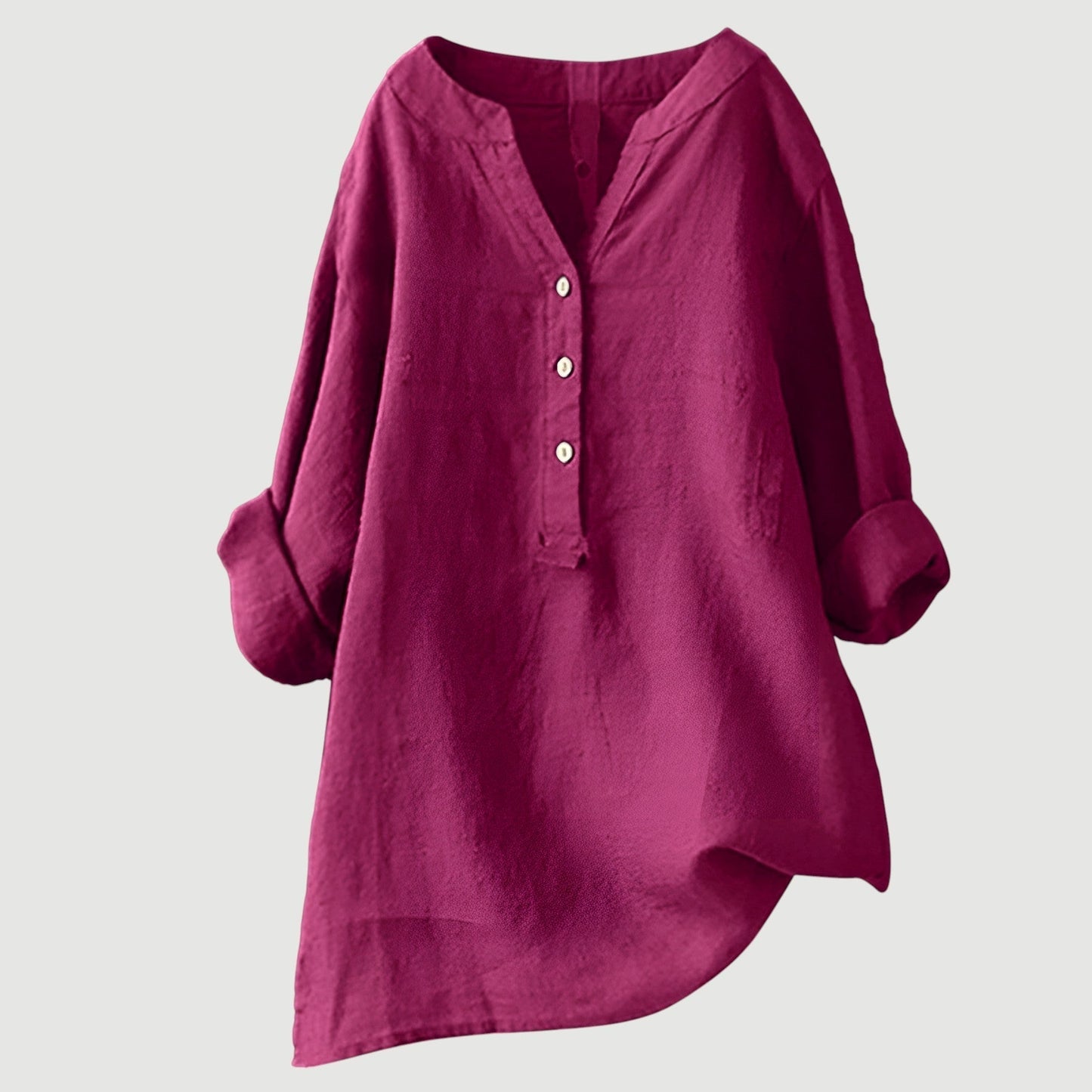 Blusa lisa de manga larga para mujer, ligera y versátil para oficina o diario
