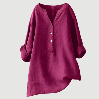 Blusa lisa de manga larga para mujer, ligera y versátil para oficina o diario