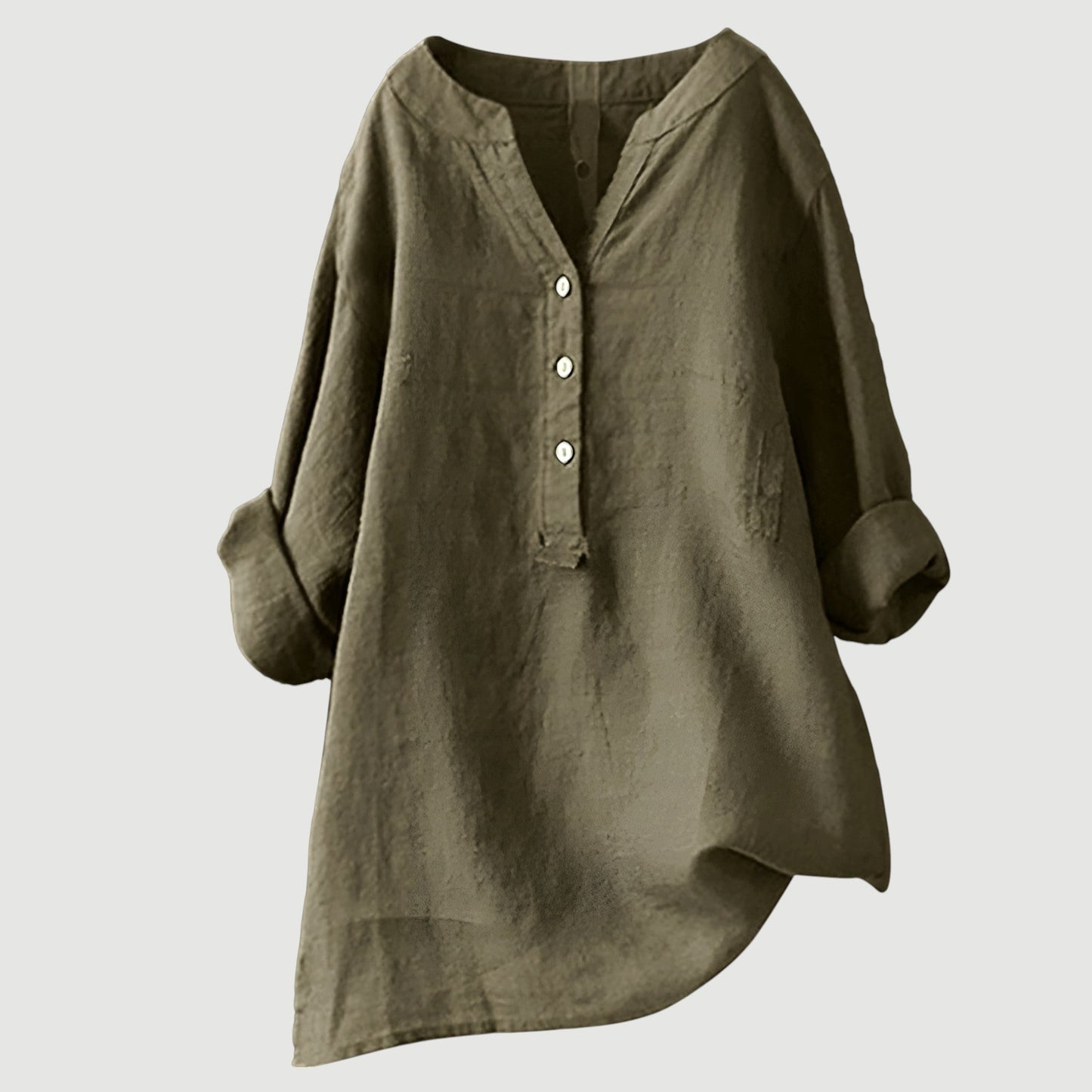 Blusa lisa de manga larga para mujer, ligera y versátil para oficina o diario