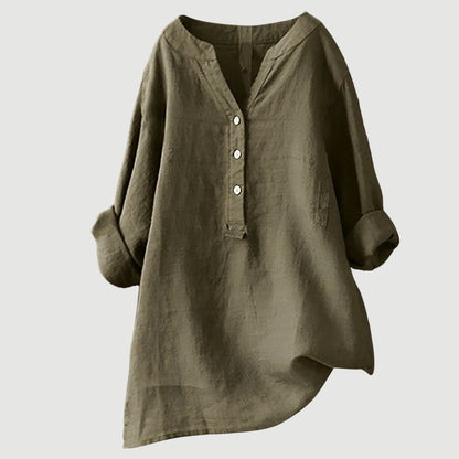 Blusa lisa de manga larga para mujer, ligera y versátil para oficina o diario