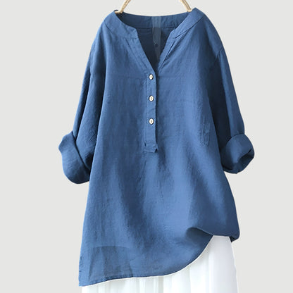 Blusa lisa de manga larga para mujer, ligera y versátil para oficina o diario
