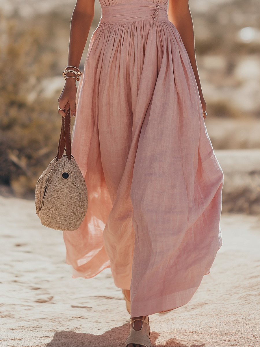 Vestido Maxi Bohemio Neckholder Lino