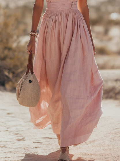 Vestido Maxi Bohemio Neckholder Lino