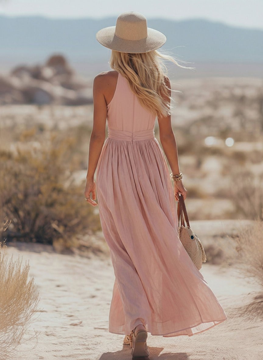 Vestido Maxi Bohemio Neckholder Lino