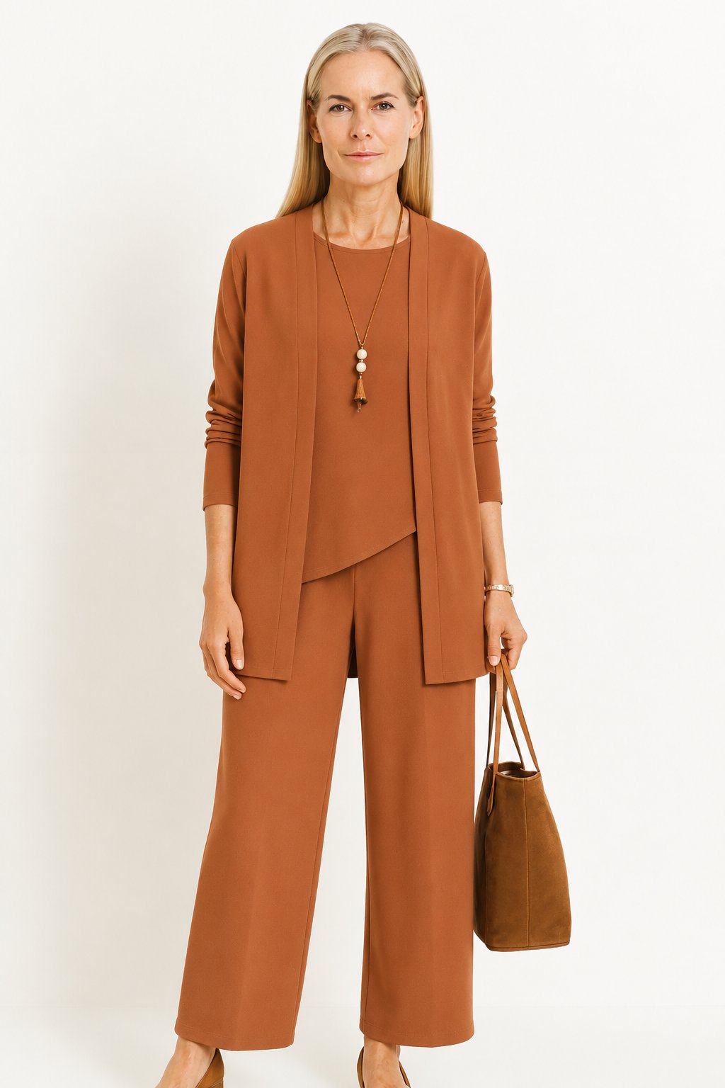 Conjunto Cárdigan Longline Top Pantalón