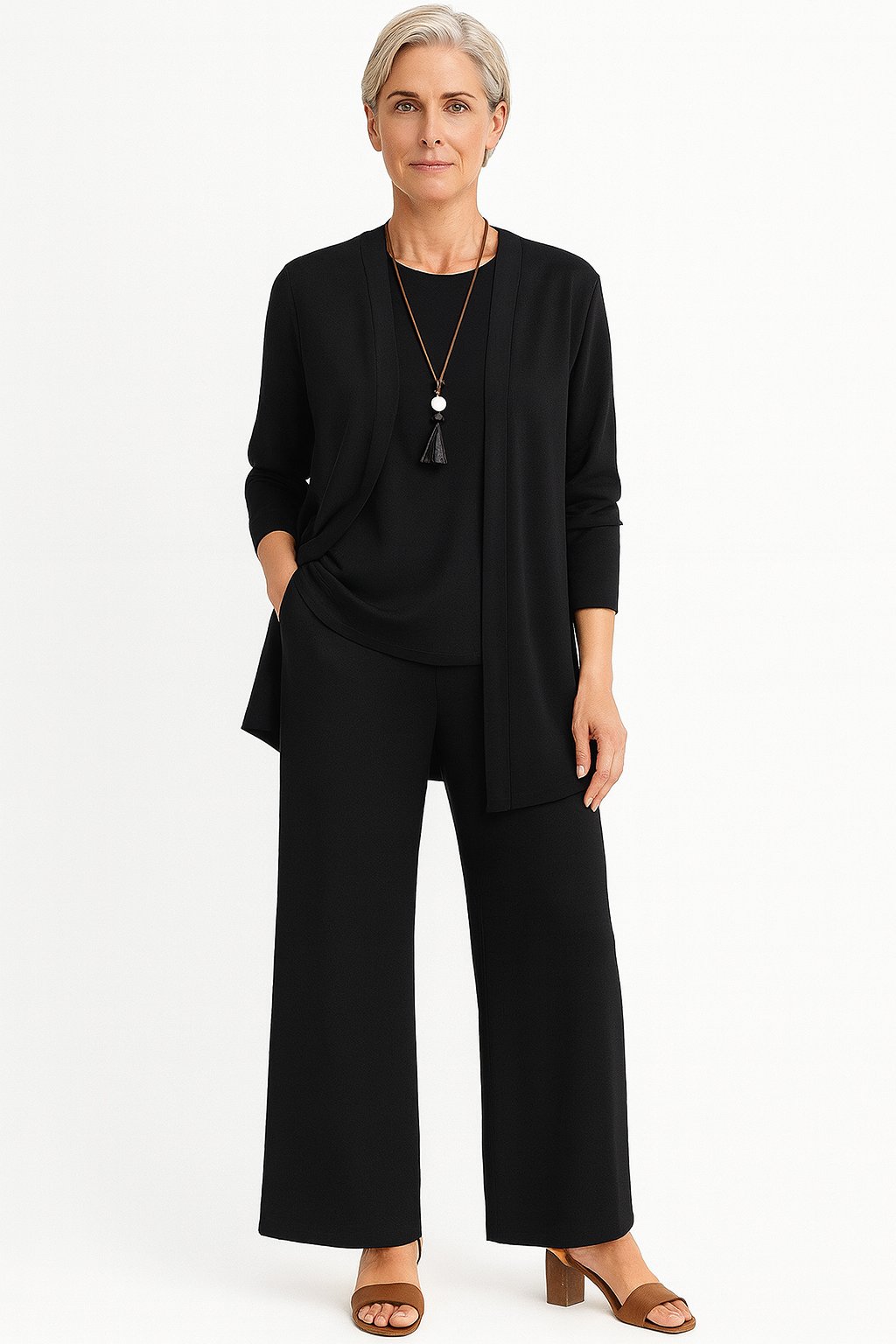 Conjunto Cárdigan Longline Top Pantalón
