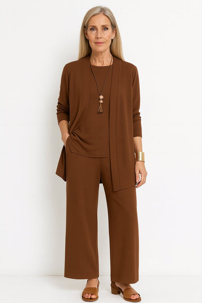 Conjunto Cárdigan Longline Top Pantalón