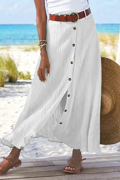 Falda Maxi Lino Alto Talle Botones
