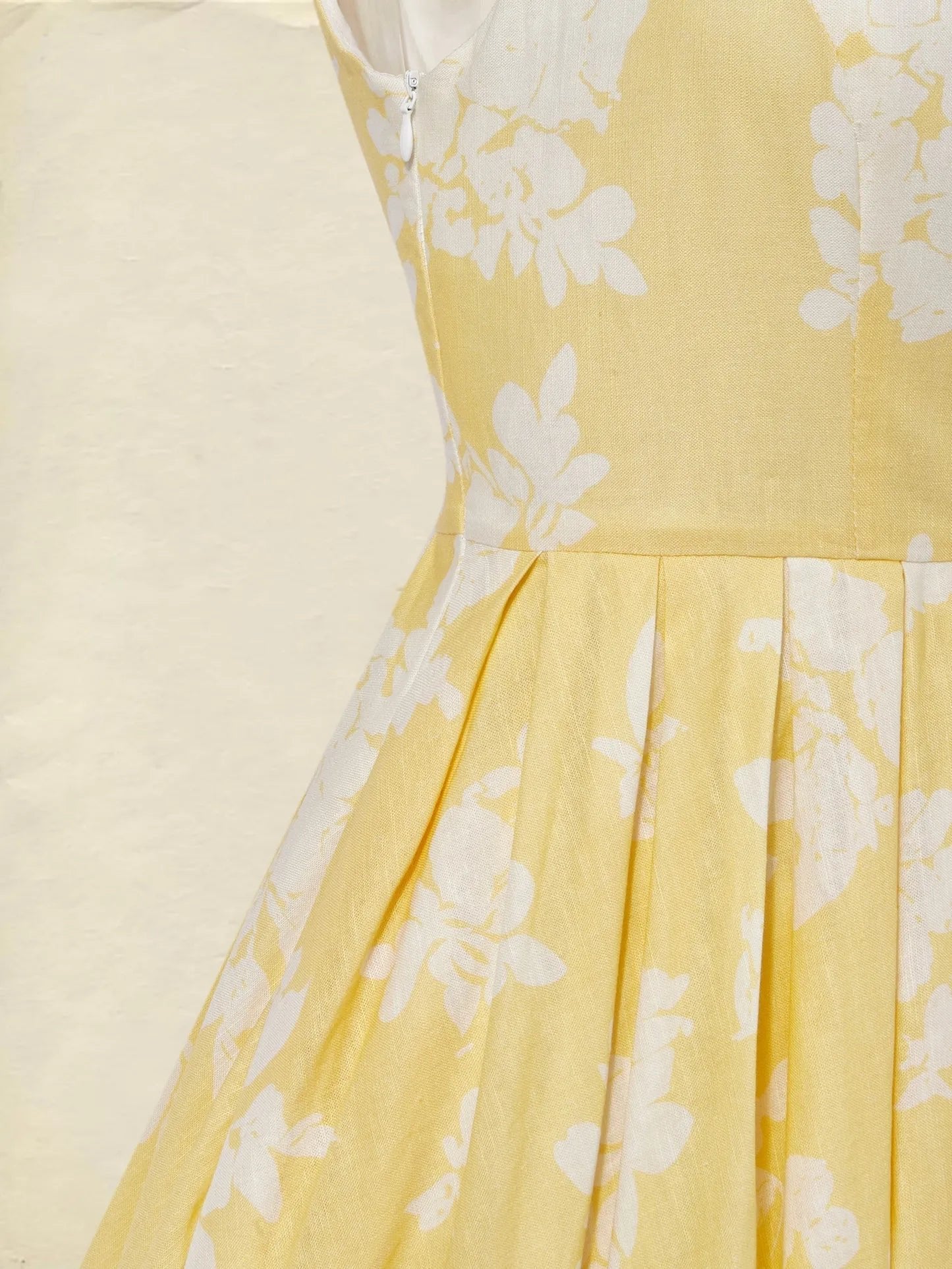 Vestido midi sin hombros de lino con estampado floral para mujer - Boho veraniego