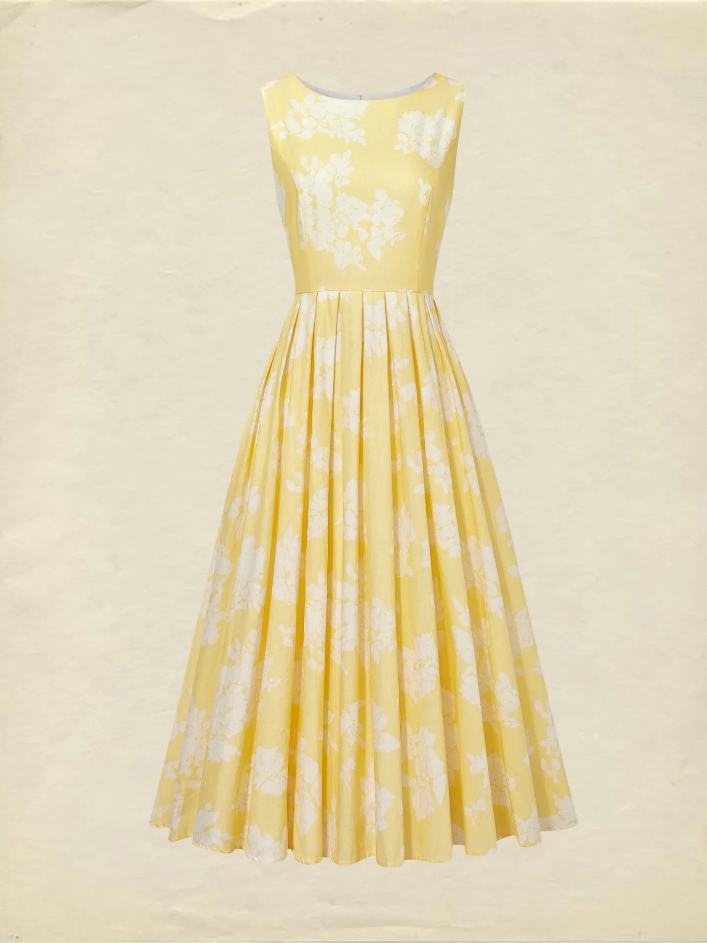 Vestido midi sin hombros de lino con estampado floral para mujer - Boho veraniego