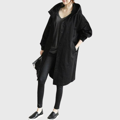 Dames Waterafstotende Hooded Lang Trench Coat