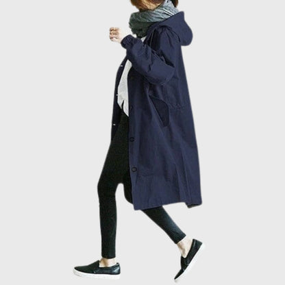 Yara | Trench Coat Largo con Capucha Resistente al Agua