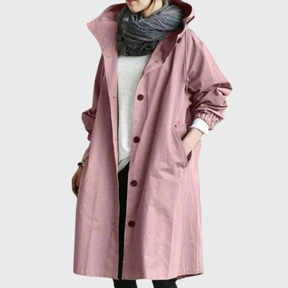 Yara | Trench Coat Largo con Capucha Resistente al Agua