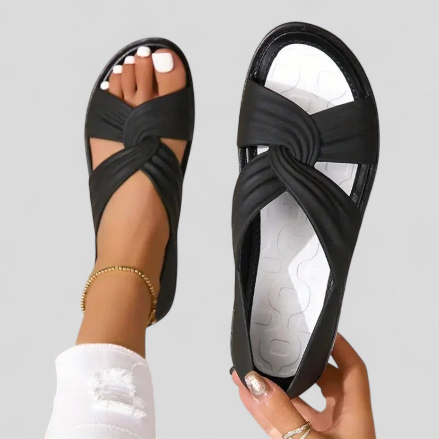 Sandalias de punta abierta con suela antideslizante para mujer, versátiles para diario